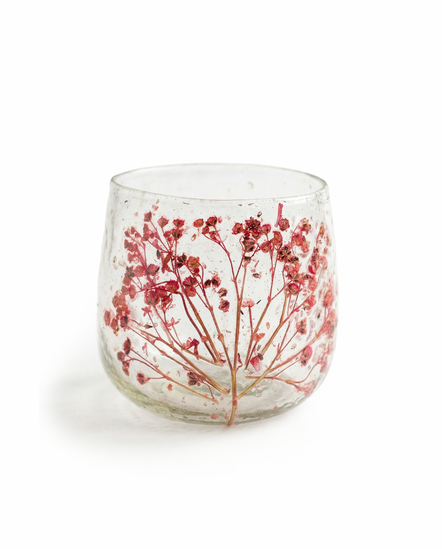Teelichthalter mit gepressten Blumen