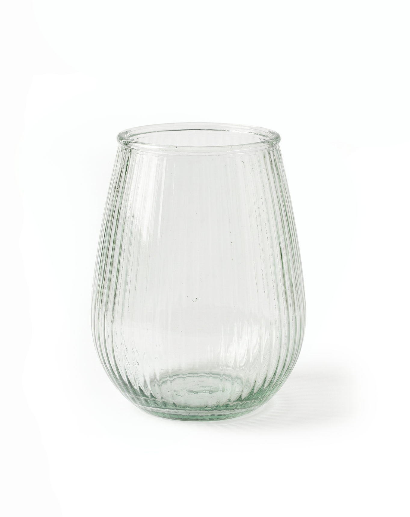 Small Round Ribbed Glass Vase