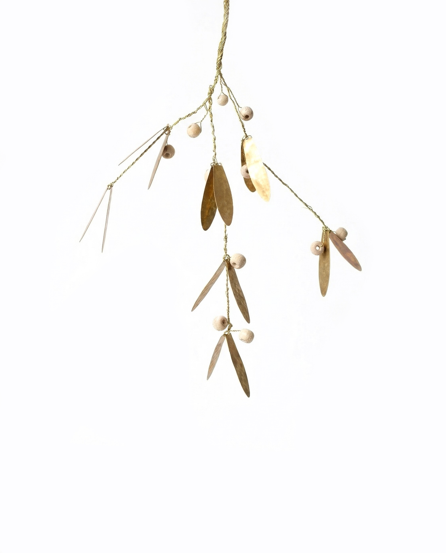 Branch Ornament With Wooden Beads