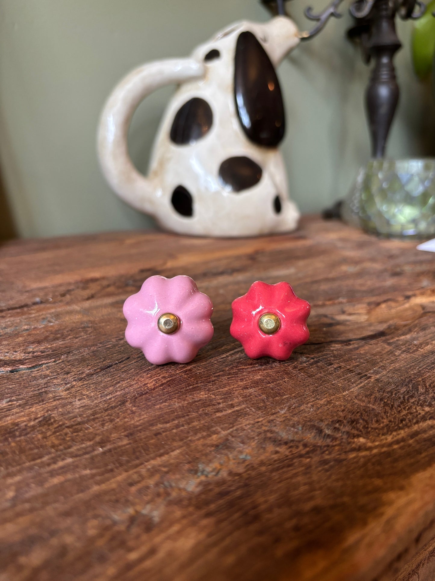 Ceramic Knob Dusty Pink Bloom