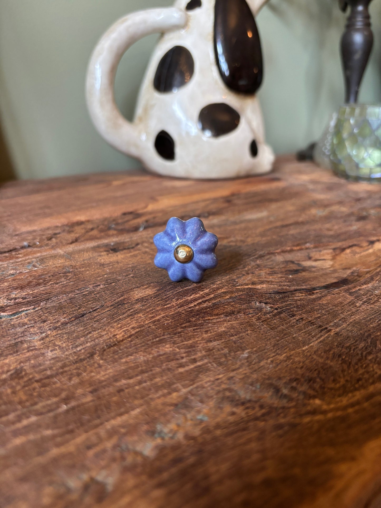 Ceramic Knob Deep Blue Bloom