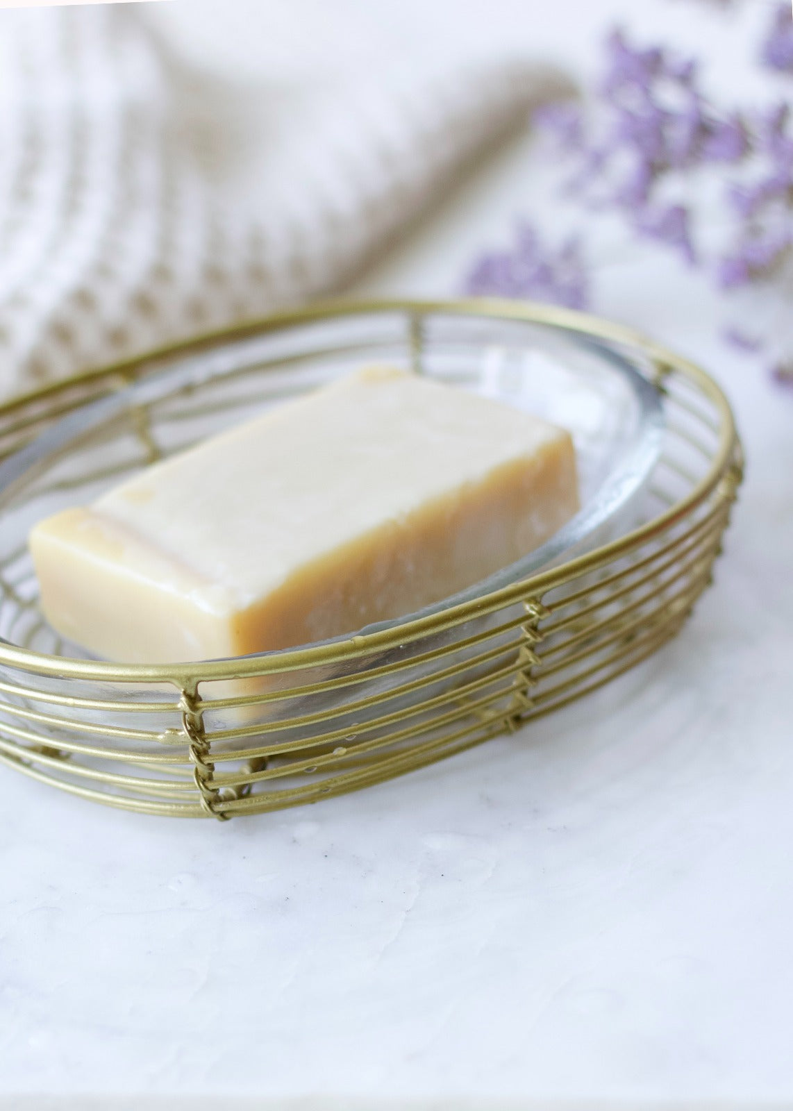 Soapdish Glass and Brass