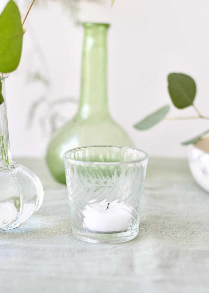 Theelichtje handgeslepen glas