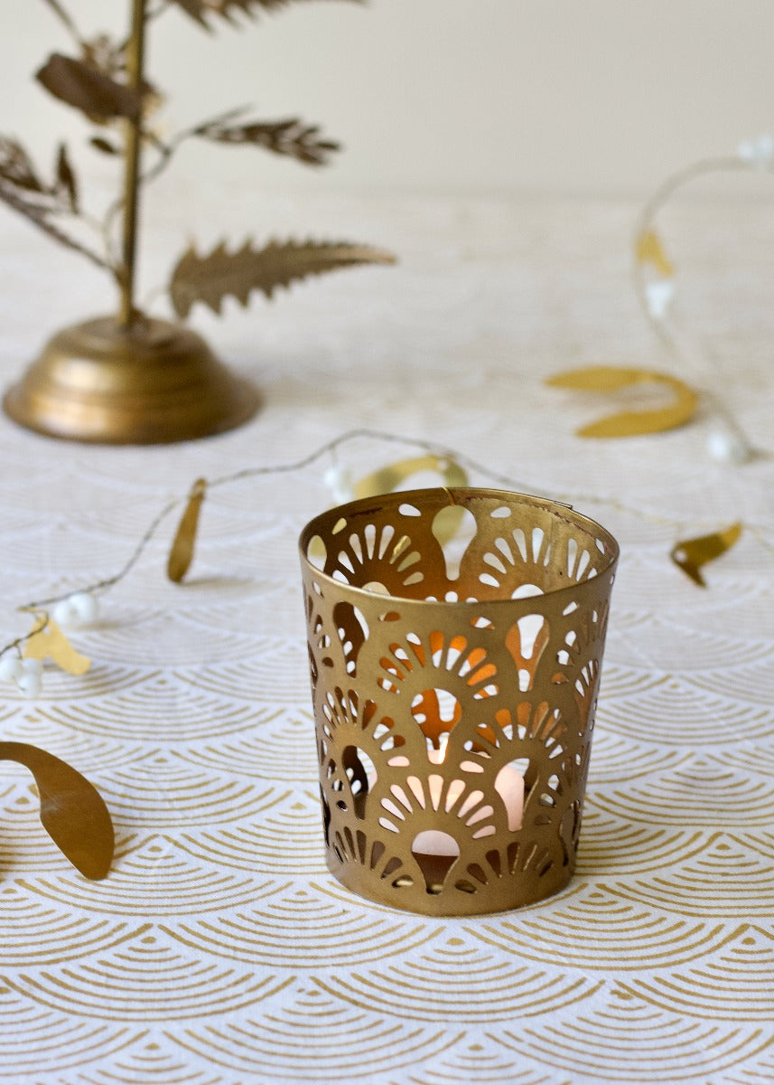 Hand-Cut Brass Tealight Holder