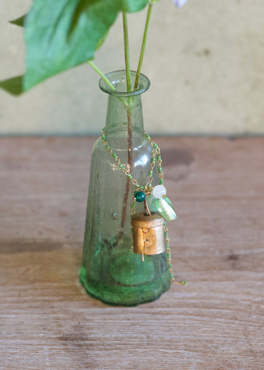 Bell ornament green beads