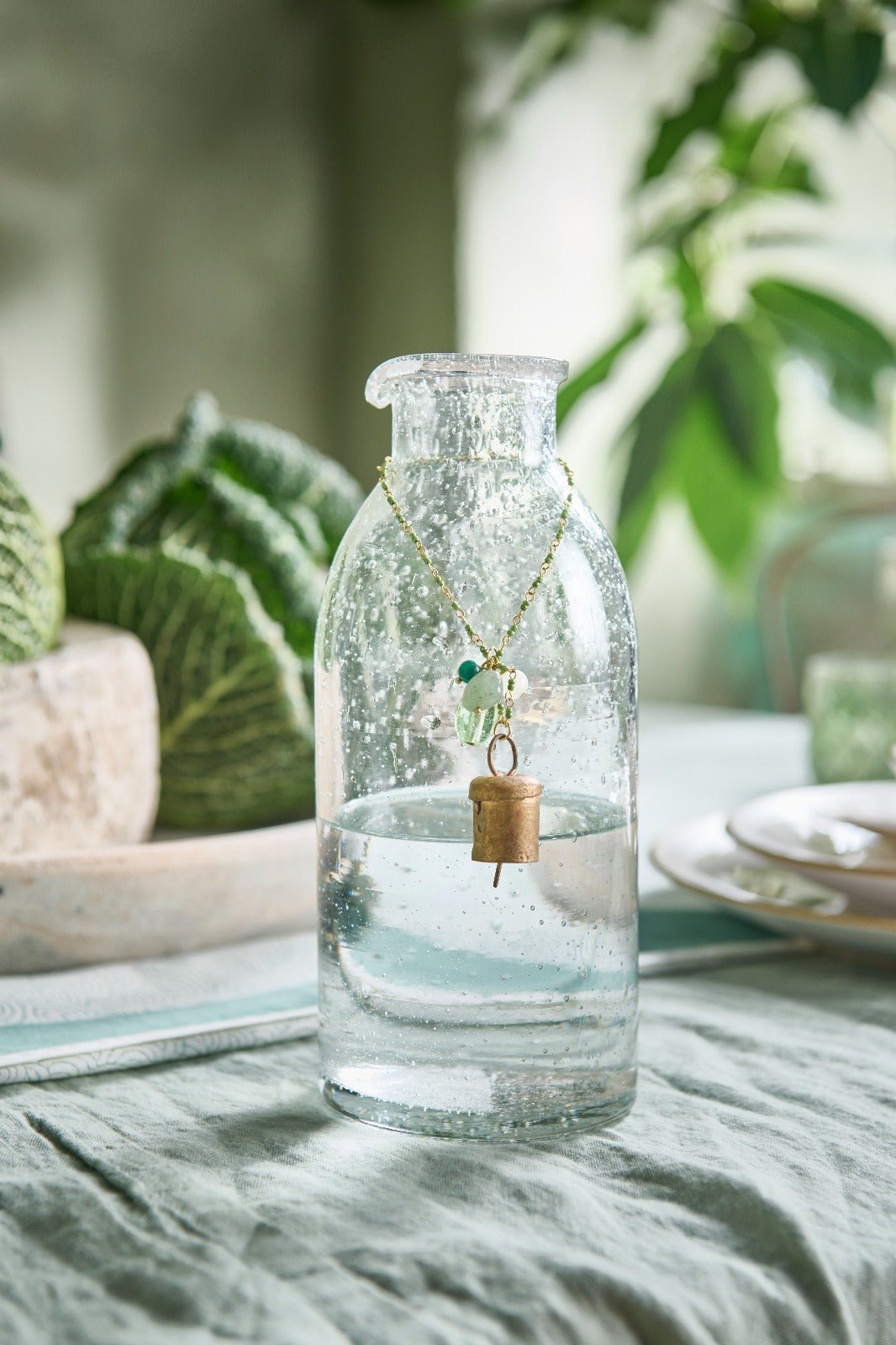 Bell ornament green beads