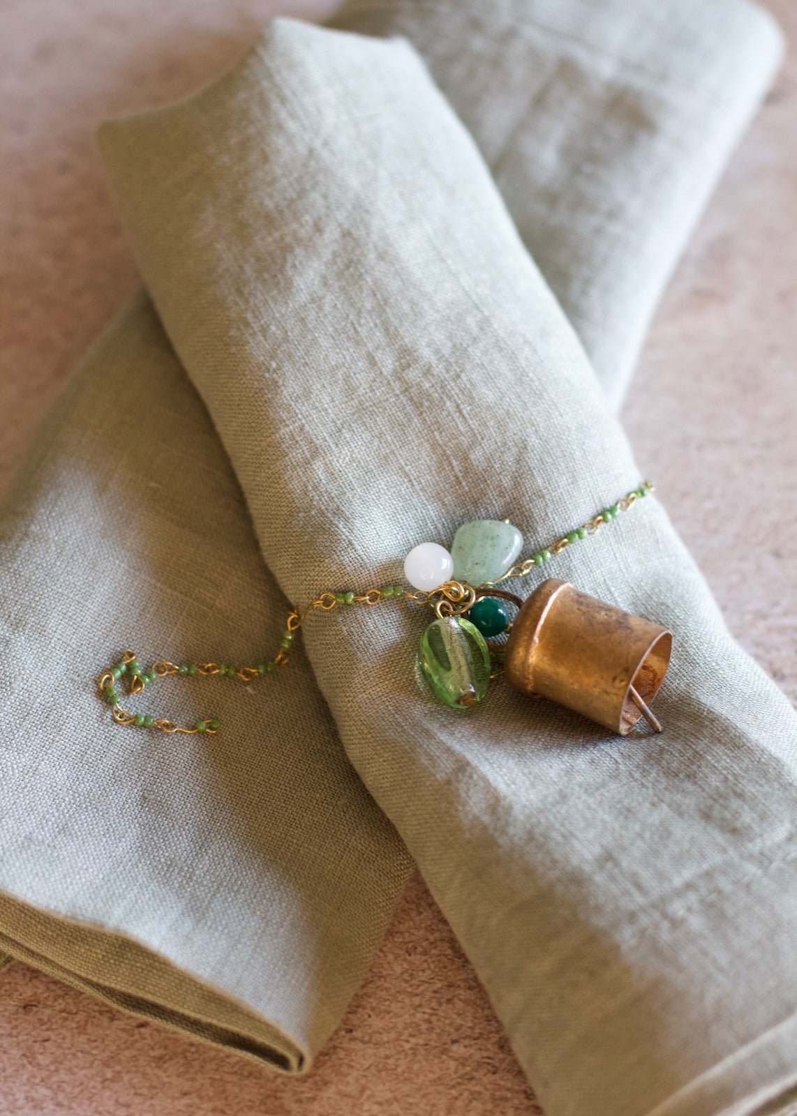 Bell ornament green beads