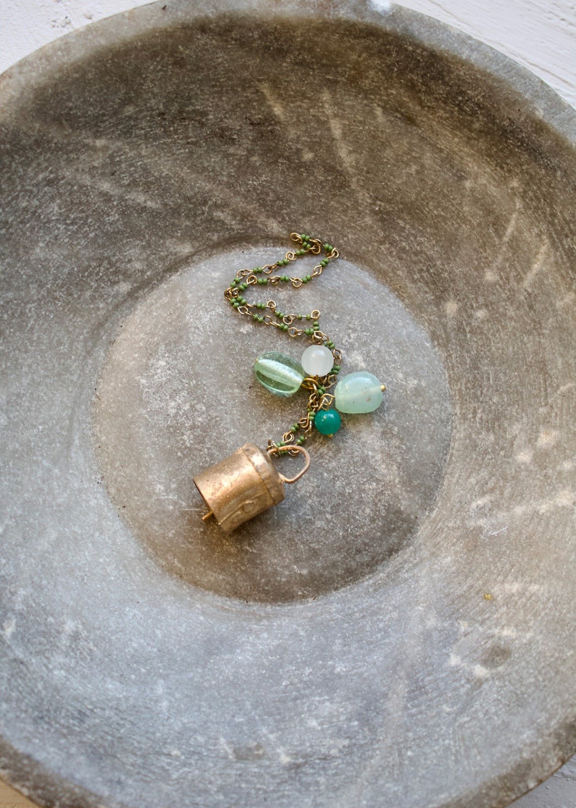 Bell ornament green beads