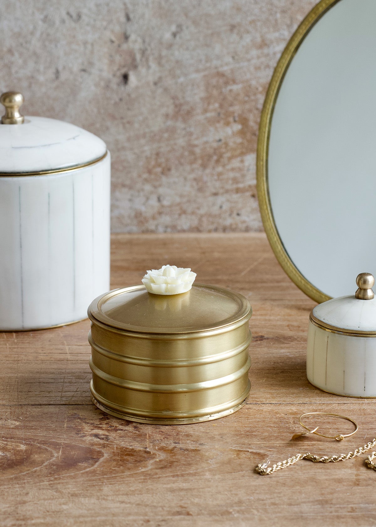 Brass Jar With Flower Lid