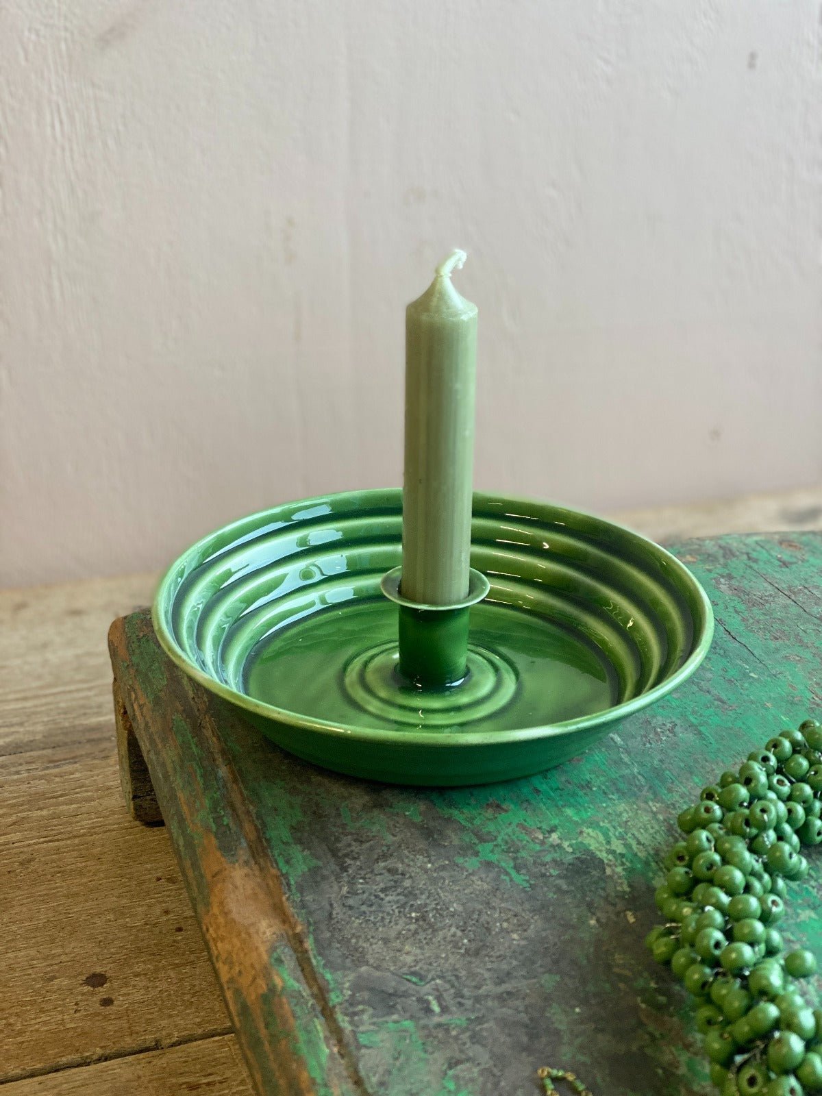 Candle holder green
