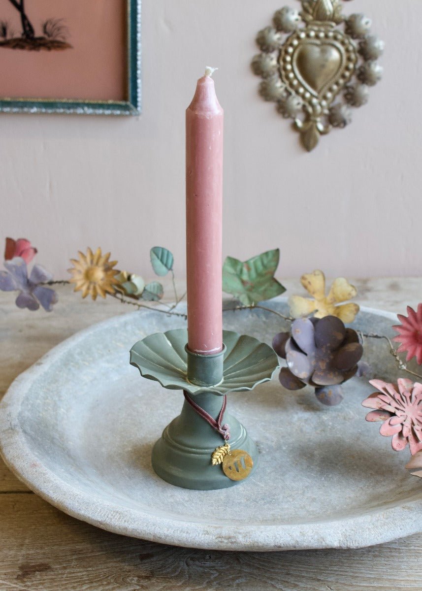 Candle holder old green
