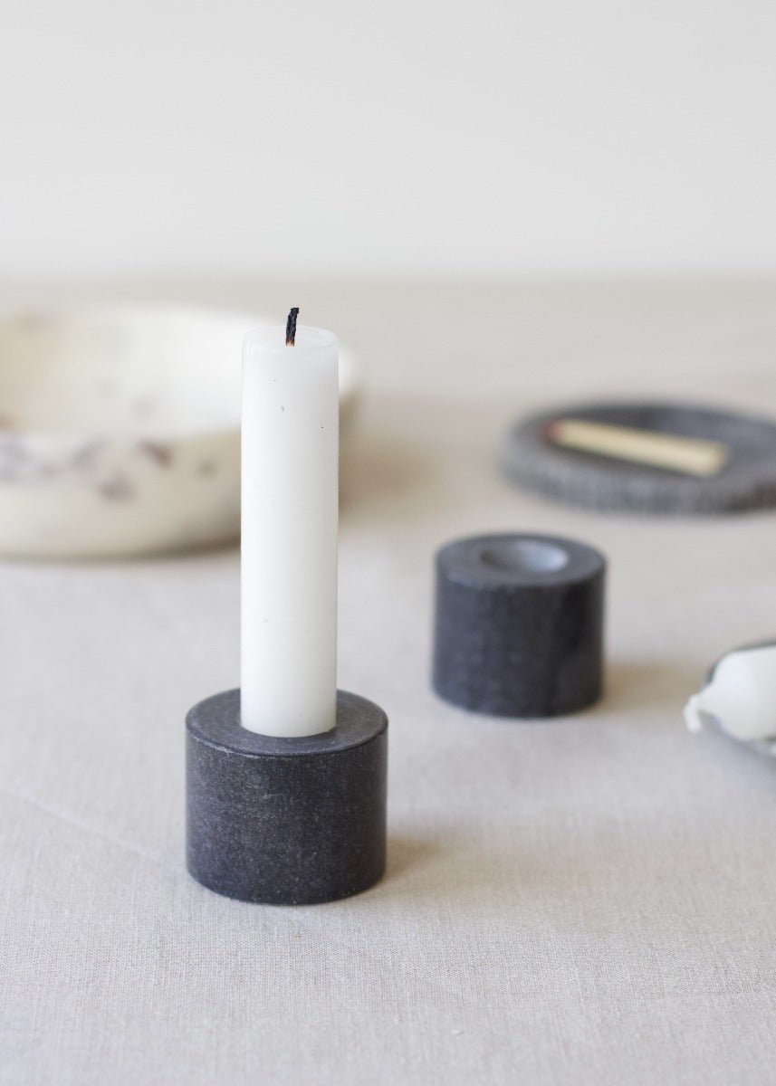Candleholder black marble