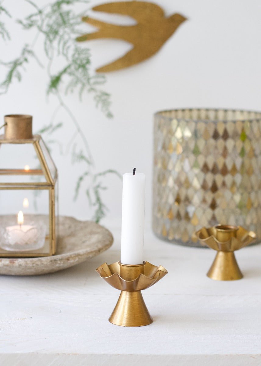 Candleholder copper-colored metal