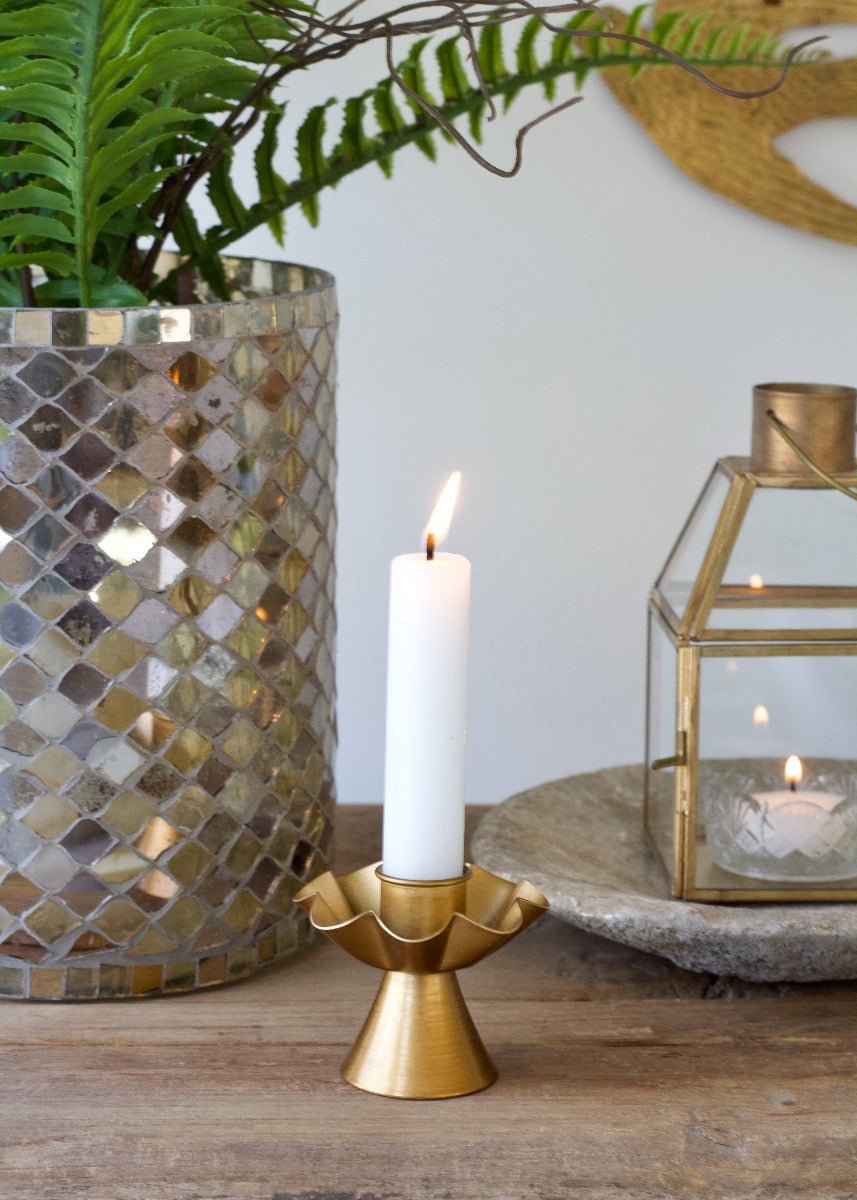 Candleholder copper-colored metal