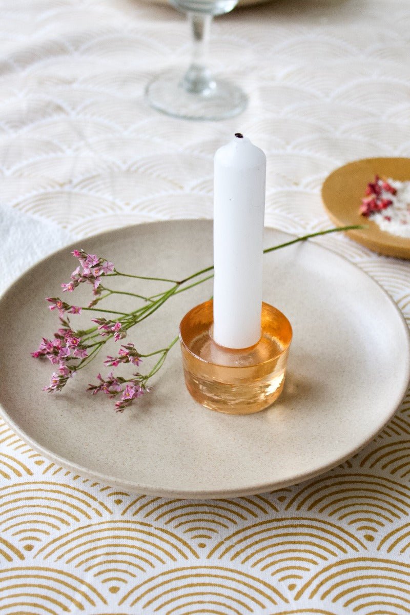 Candleholder glass cinna-peach