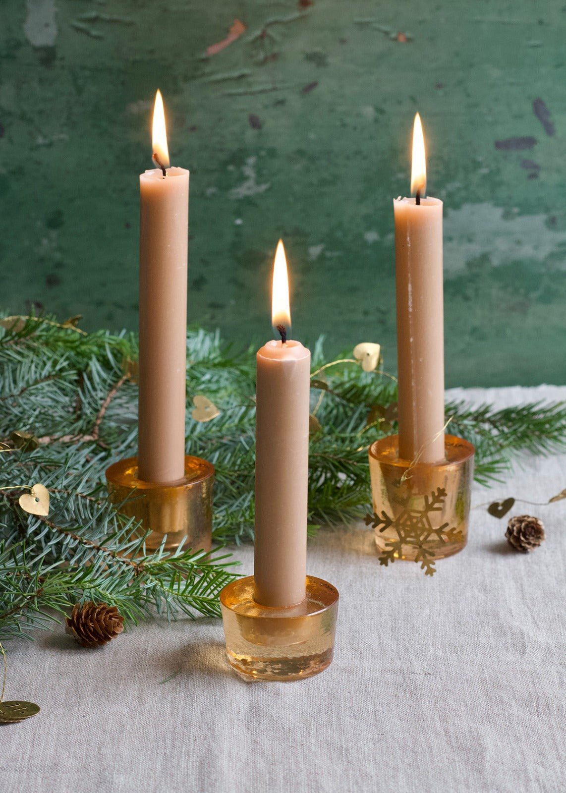Candleholder glass cinna-peach