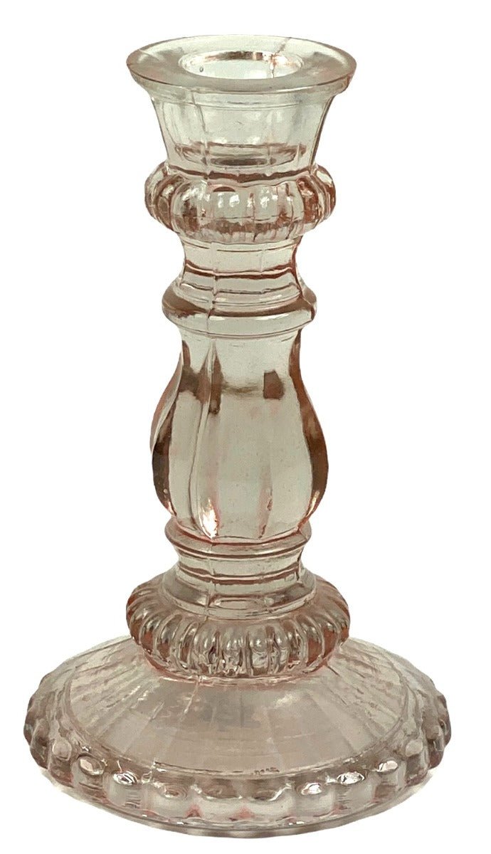 Candleholder glass light pink L