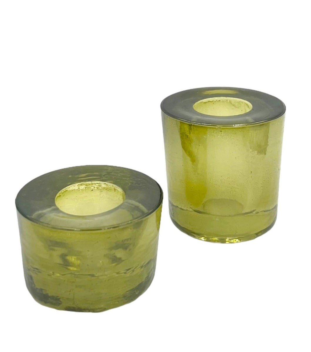 Candleholder light green glass