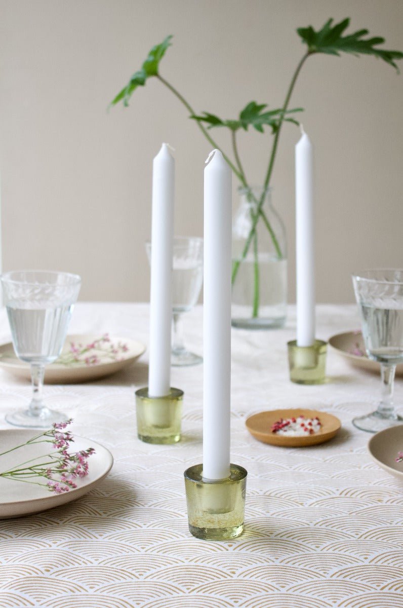 Candleholder light green glass