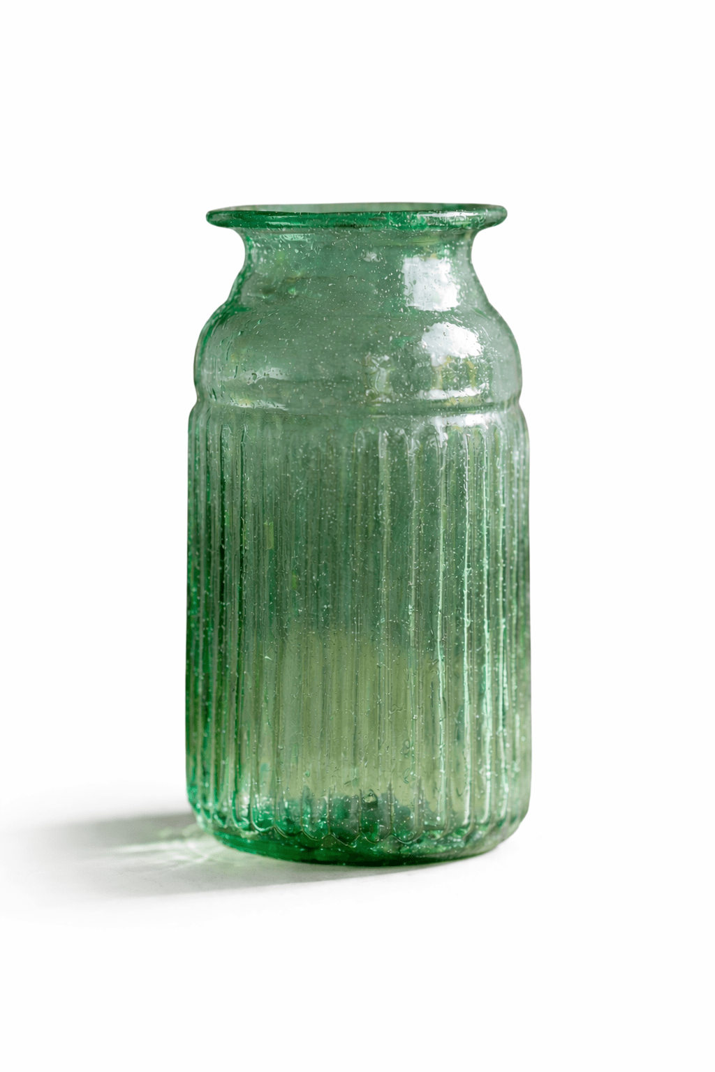 Emerald Green Ribbed Cylinder Vase