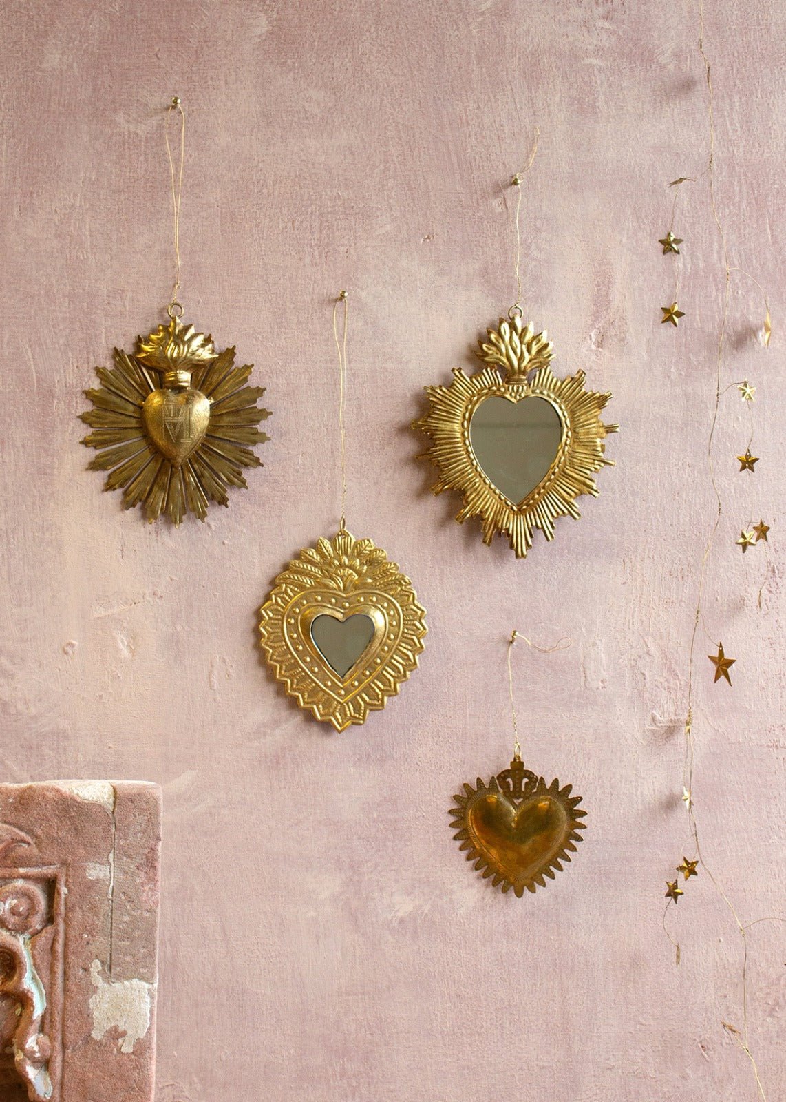 Ex-Voto Heart Mirror With Crown Detail