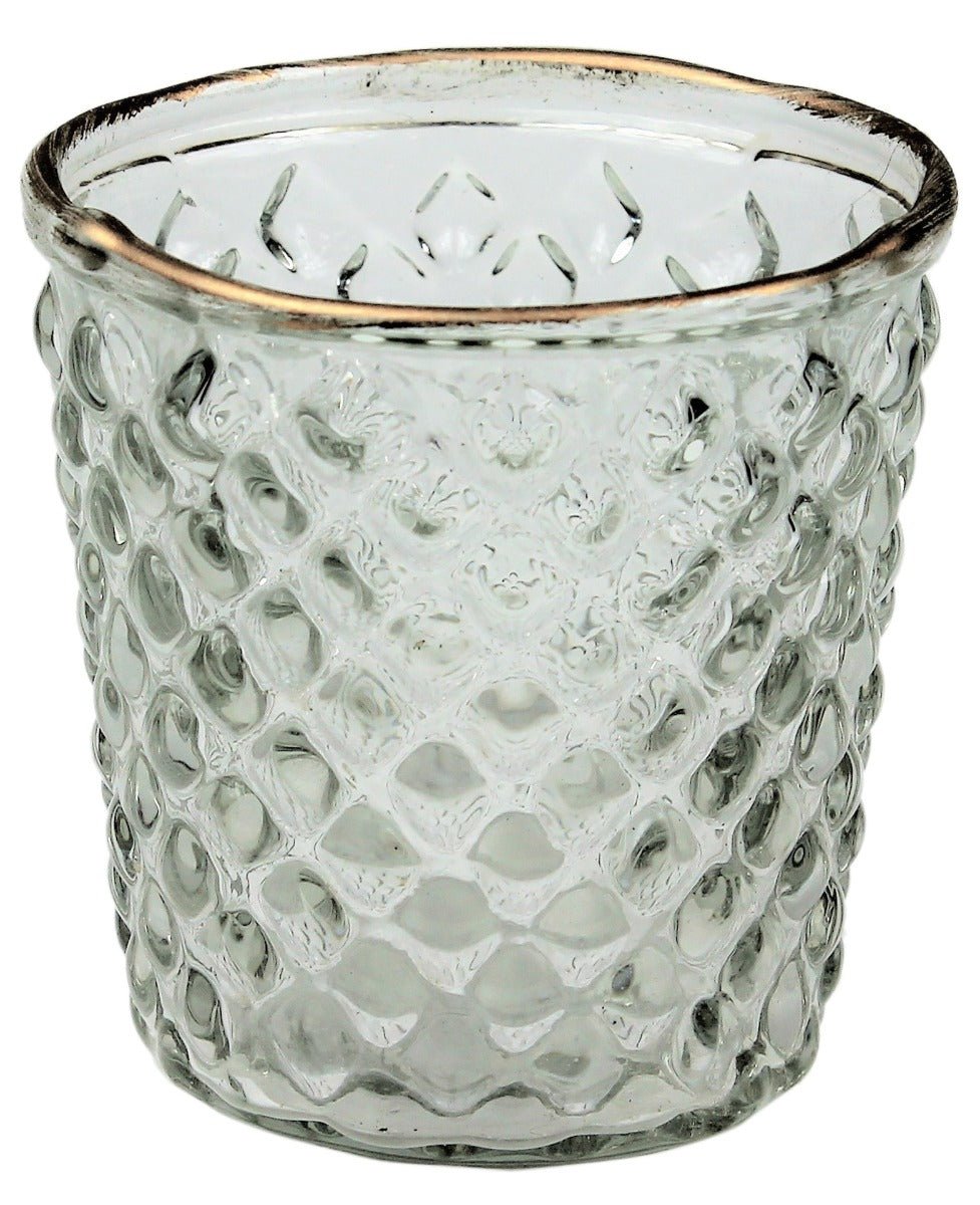 Glass Tealight Holder with Gold Rim