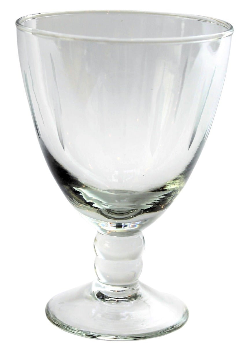 Transparent wineglass on a white background