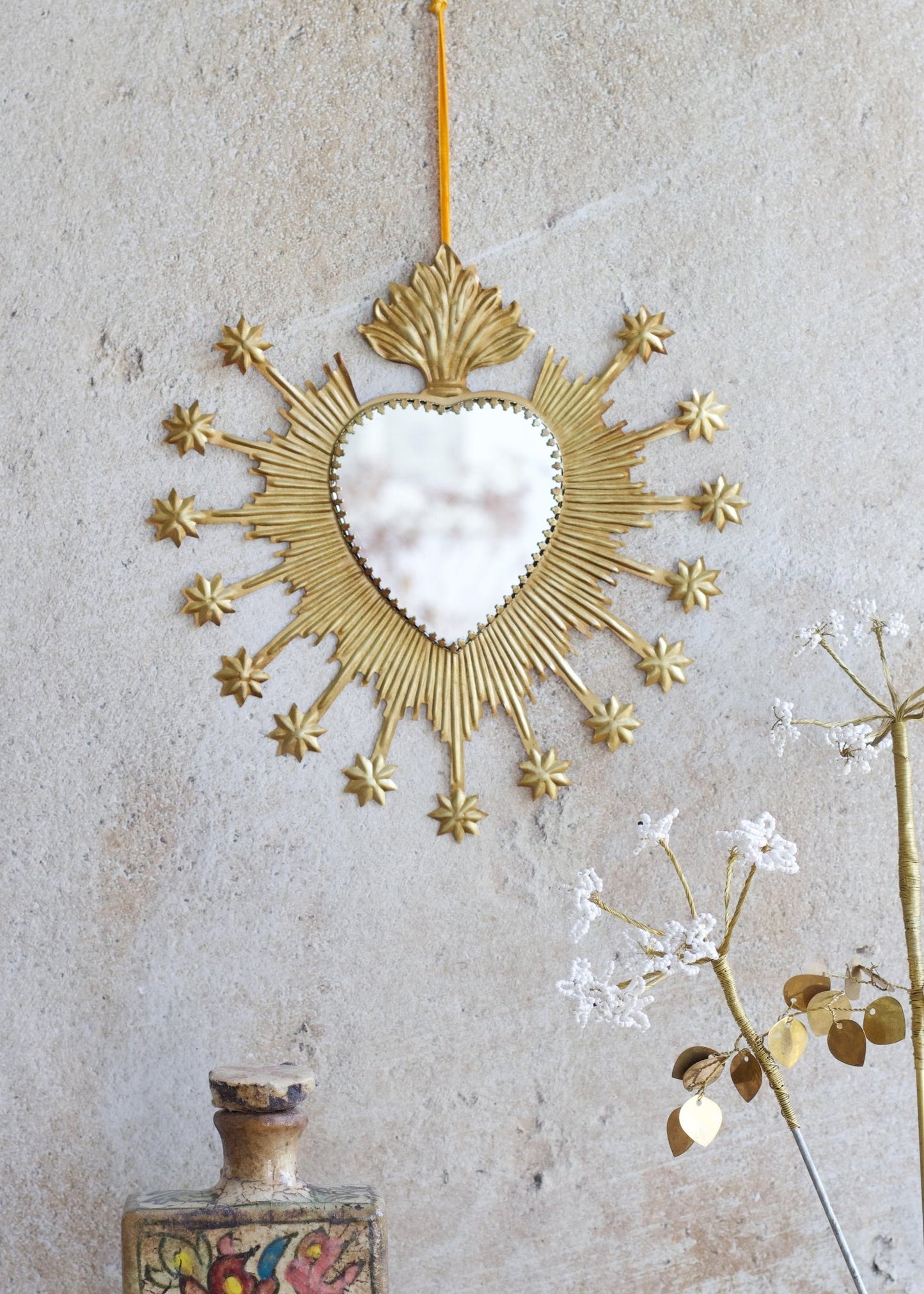 Large Brass Sacred Heart Mirror