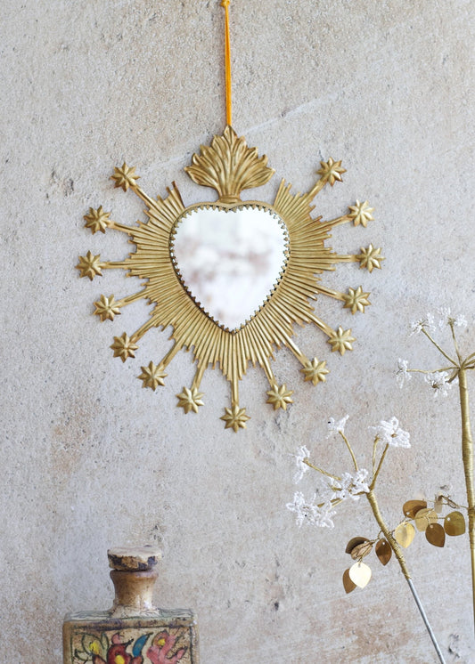 Large Brass Sacred Heart Mirror