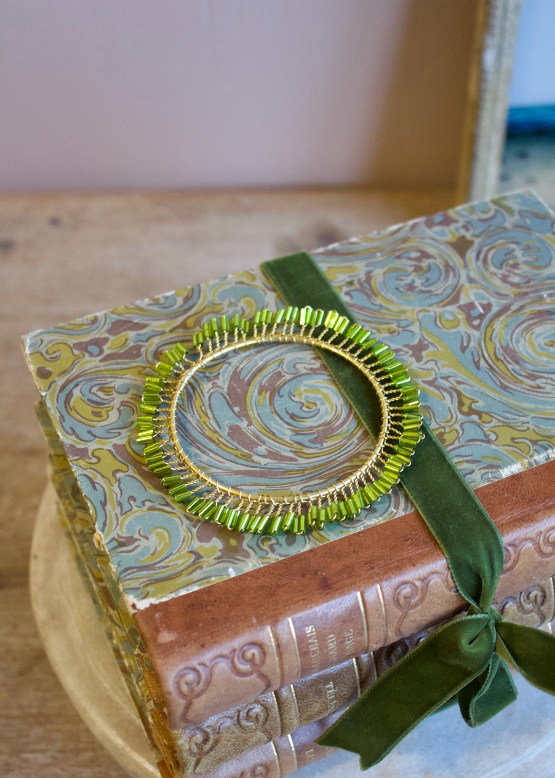 Light Green Beaded Wire Ornament