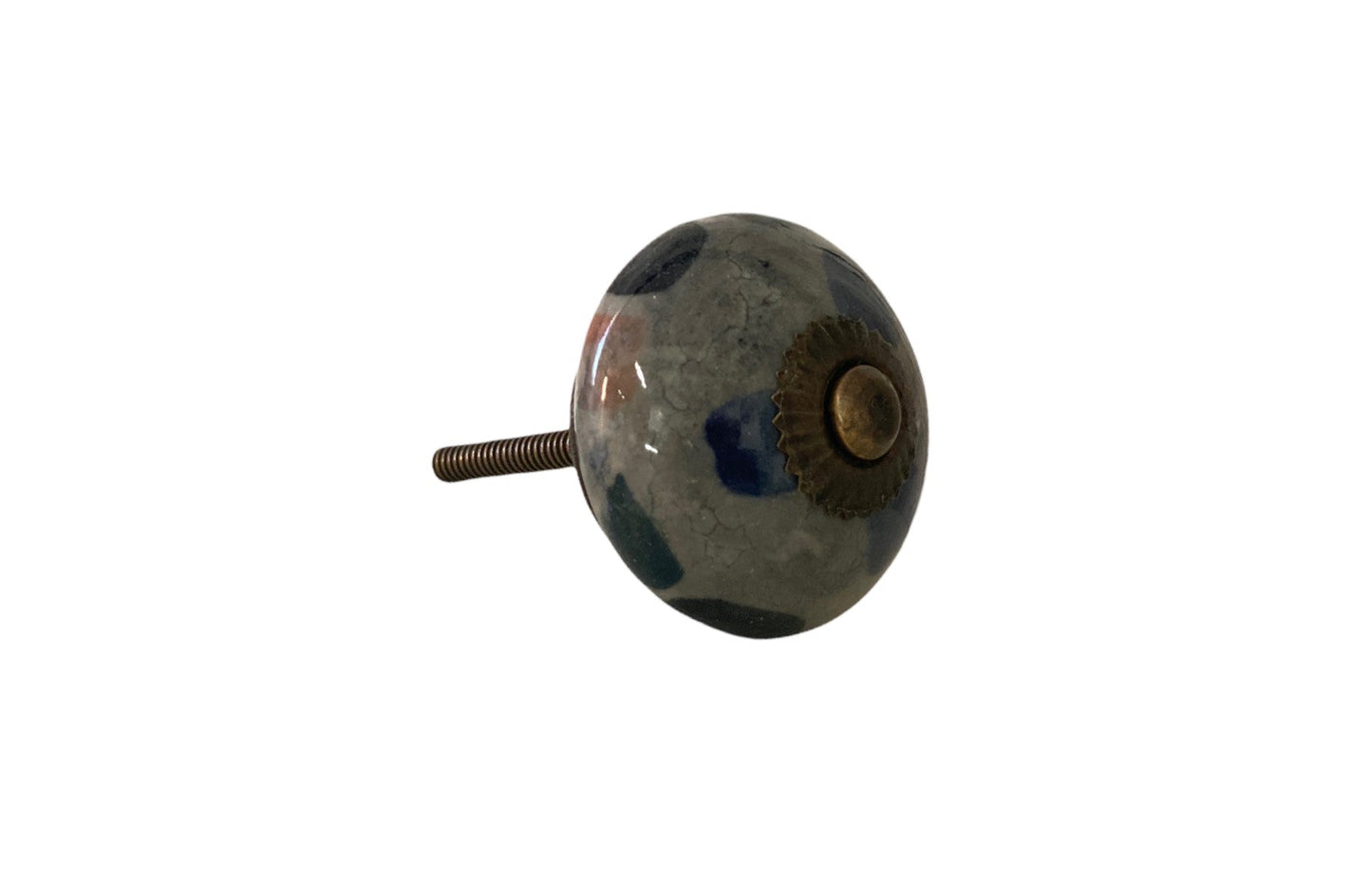 Ceramic Knob Blue Brush