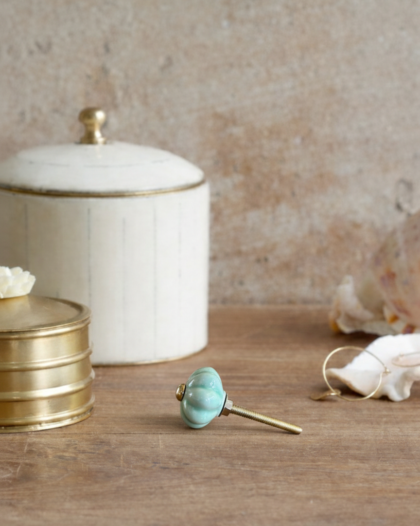 Ceramic Knob Mint Bloom