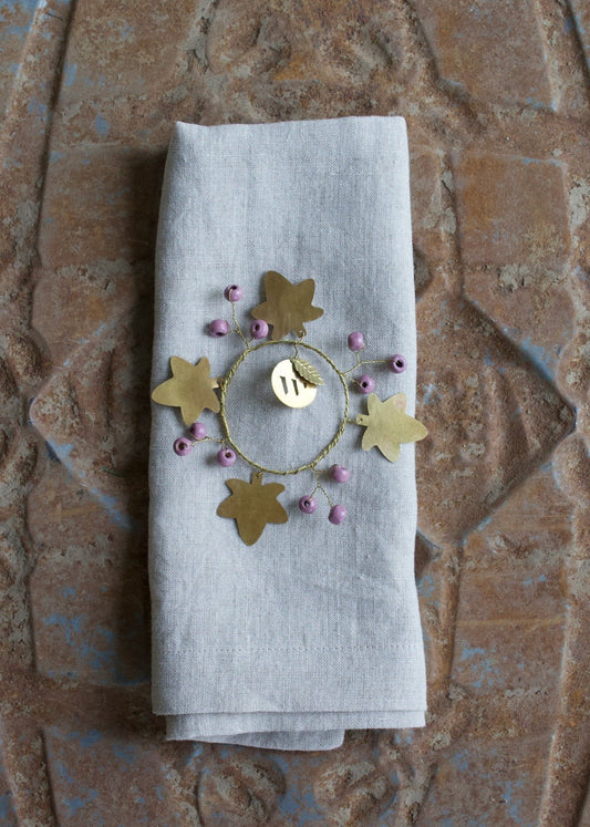 Napkin ring wood beads purple