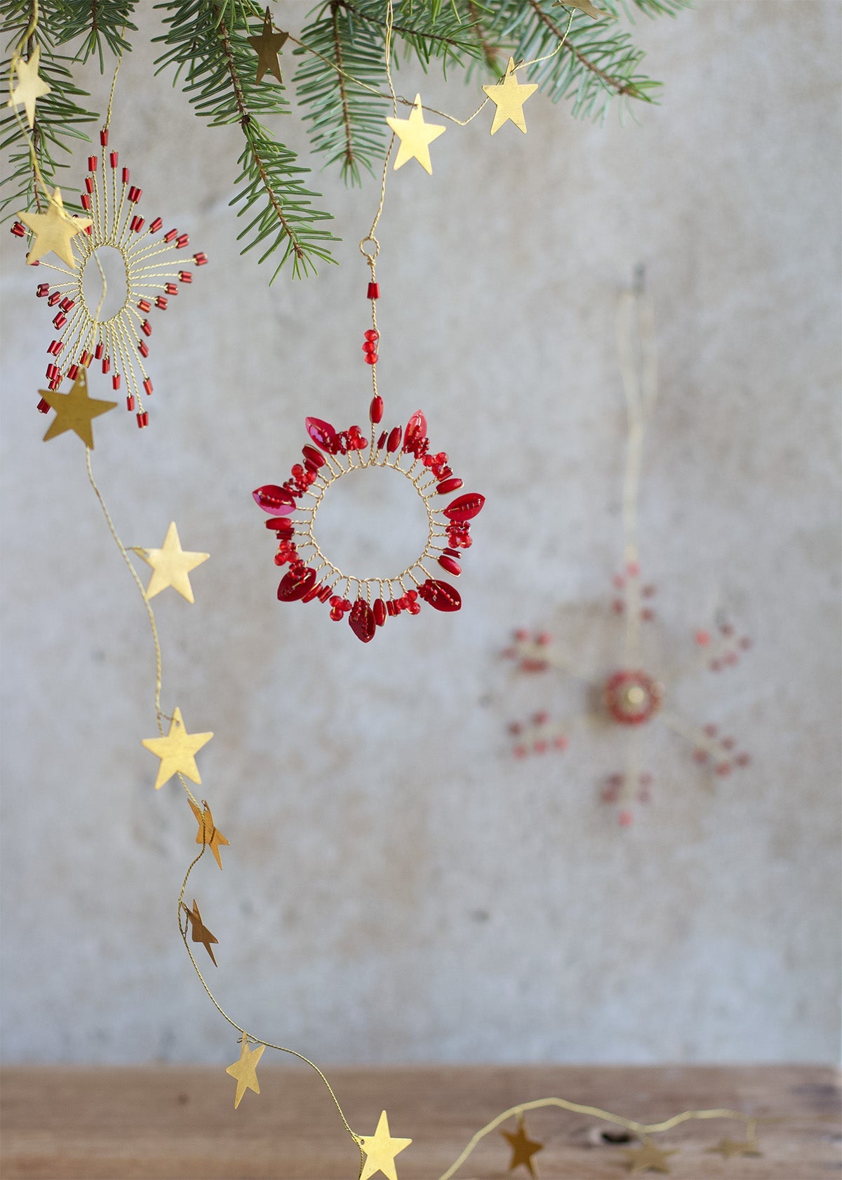 Red Beaded Wire Ornament