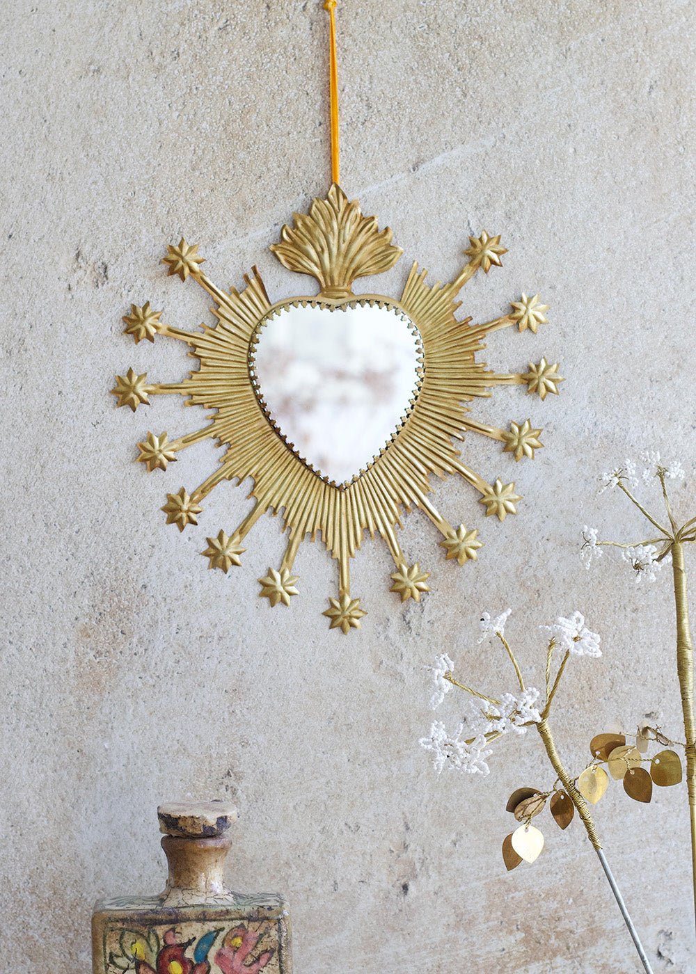 Small Brass Sacred Heart Mirror