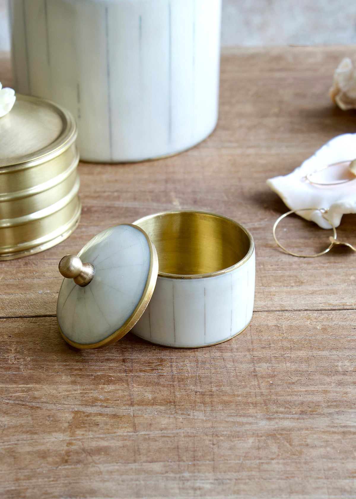 Small White Brass Jar