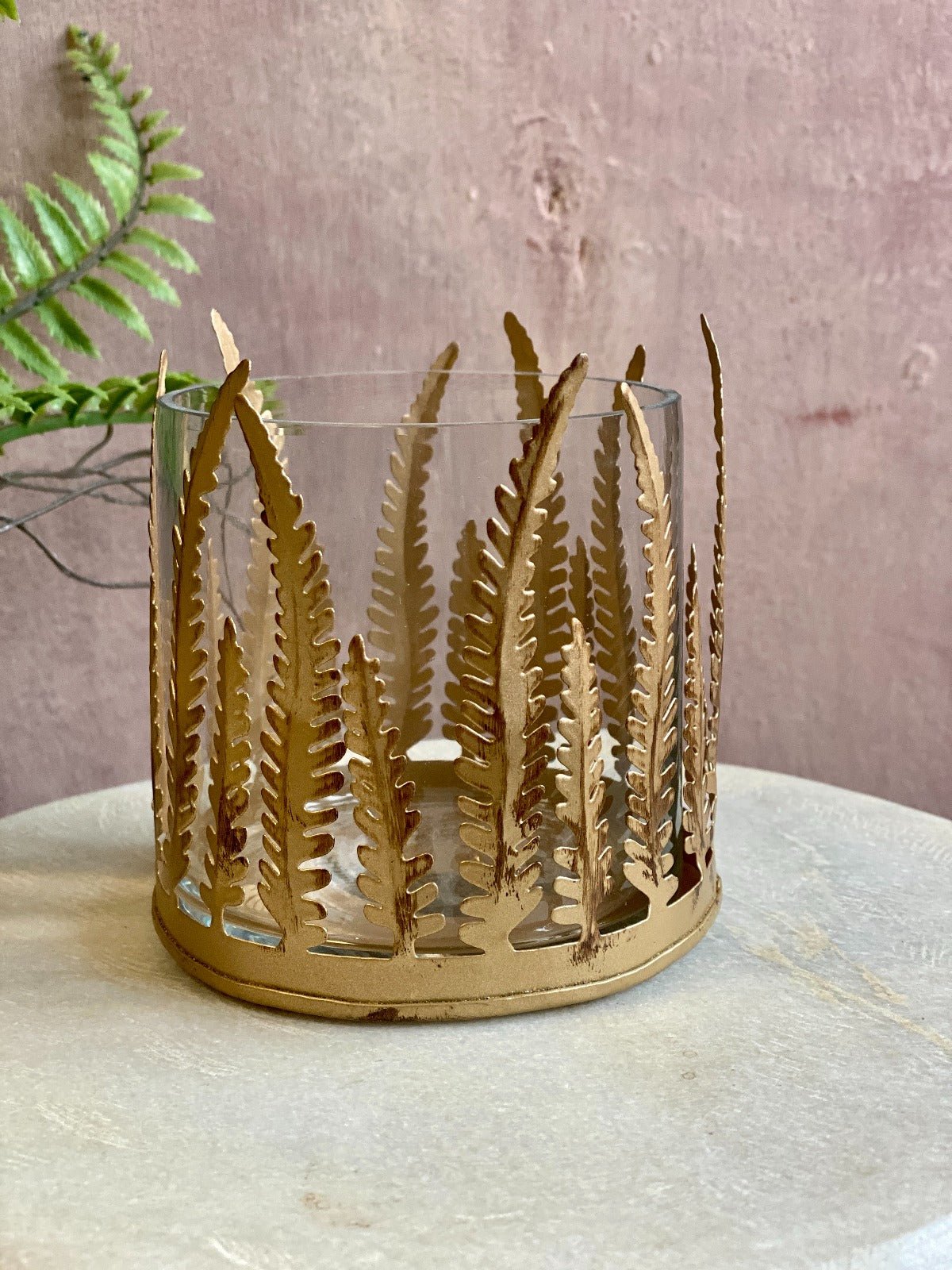 Bougie chauffe-plat votive en forme de fougère