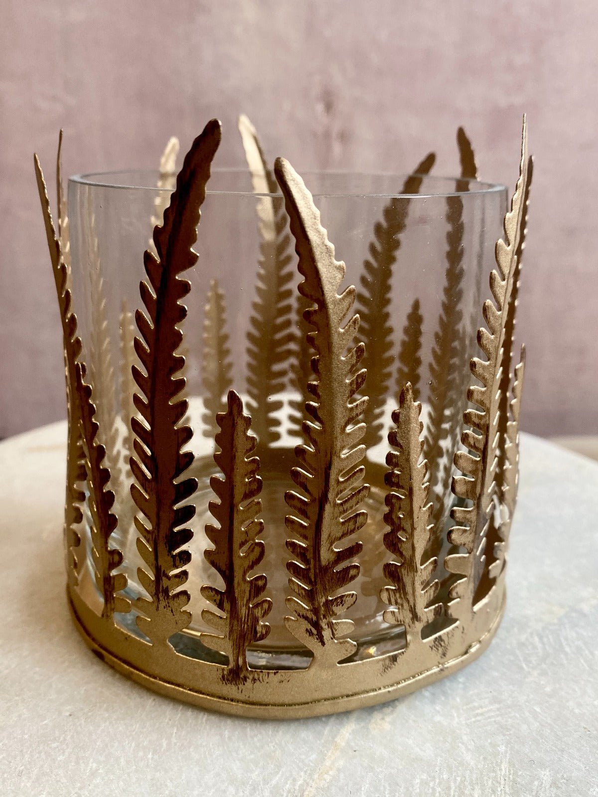 Bougie chauffe-plat votive en forme de fougère