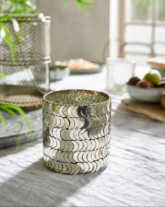 Tealight mirror-glass mosaic