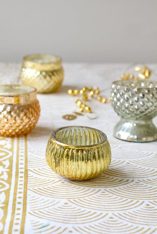 Tealight ribbed gold