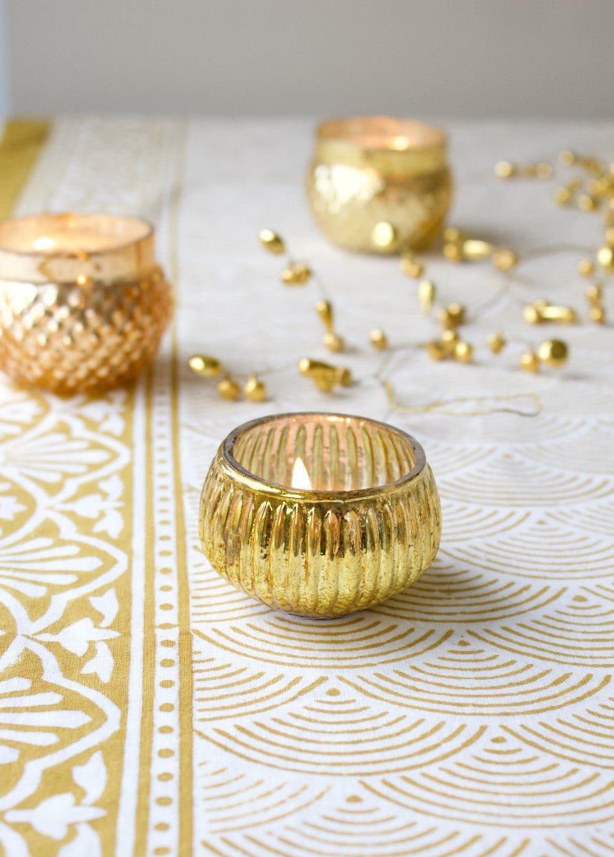 Tealight ribbed gold