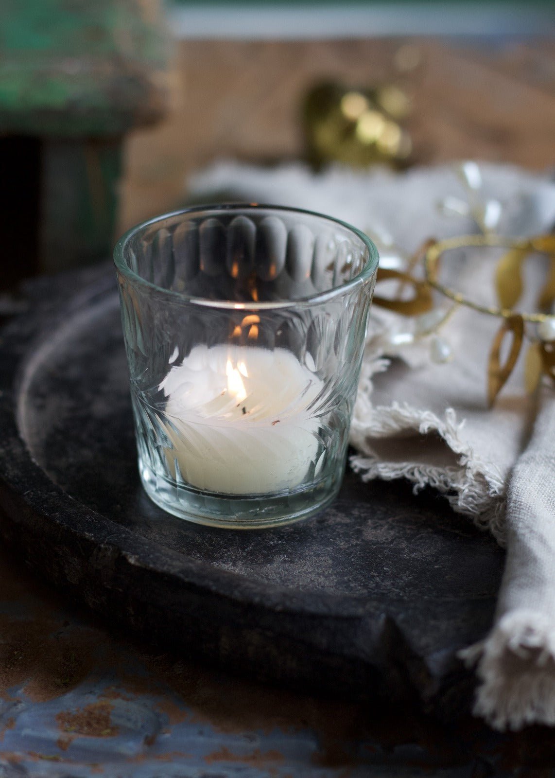 Tealight hand-cut glass