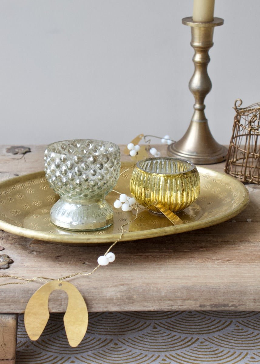 Silver Glass Tealight Holder