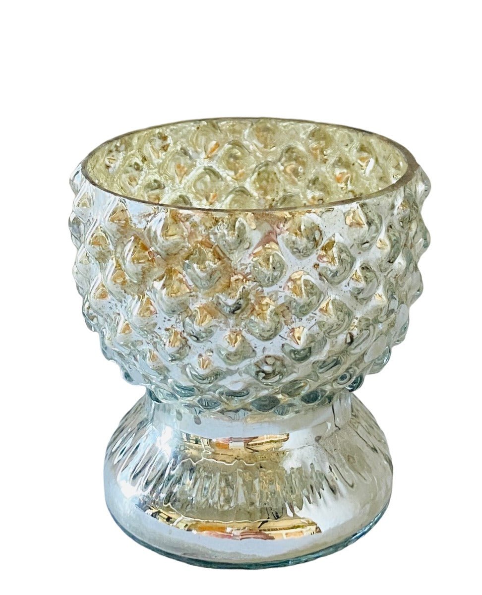 Silver Glass Tealight Holder