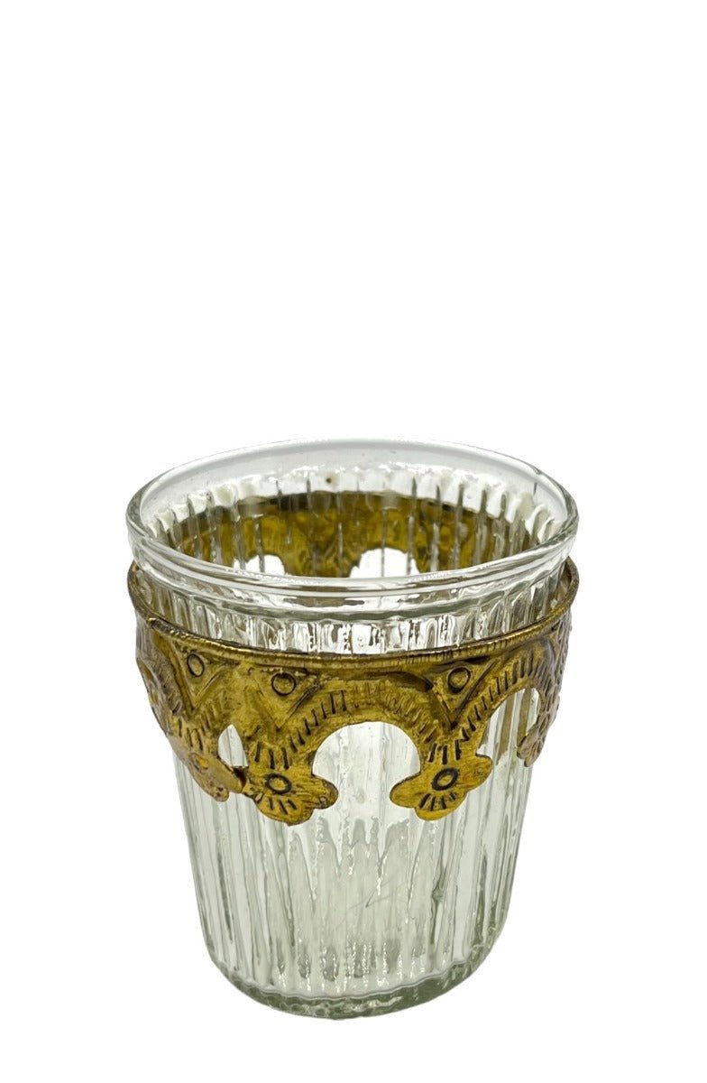 Photophore en verre transparent strié