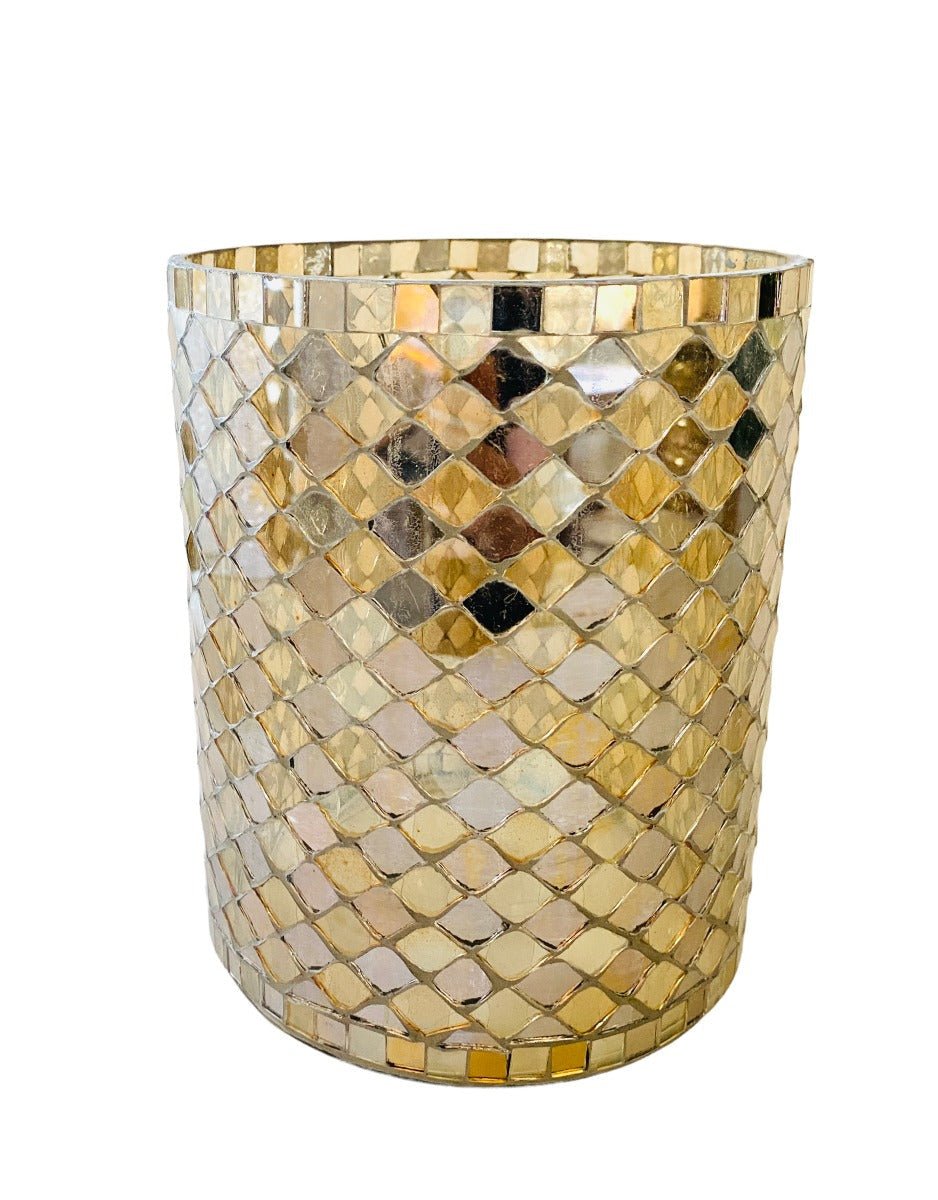 Vase gold colored mosaic