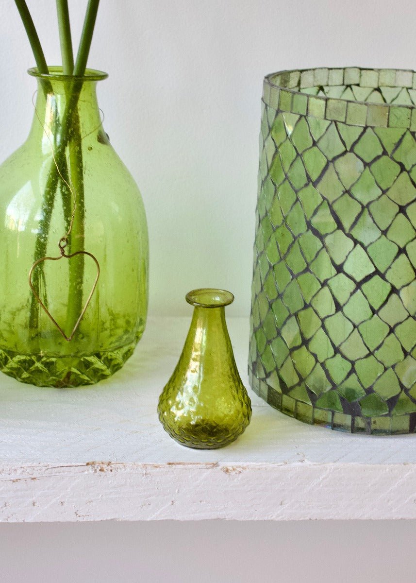 Vase vert en verre recyclé