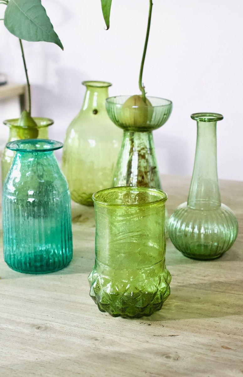 Vase en verre recyclé vert