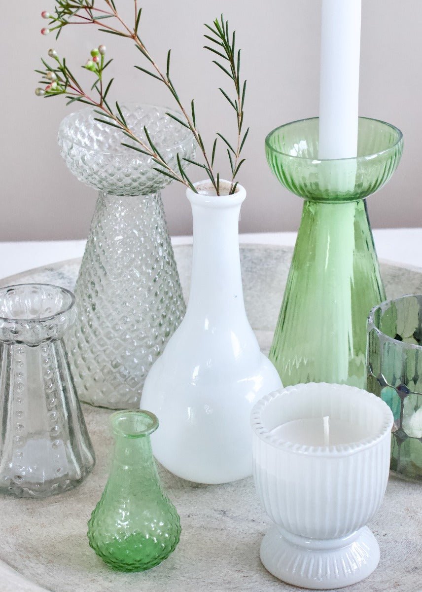 Vaas gerecycled glas opaalwit