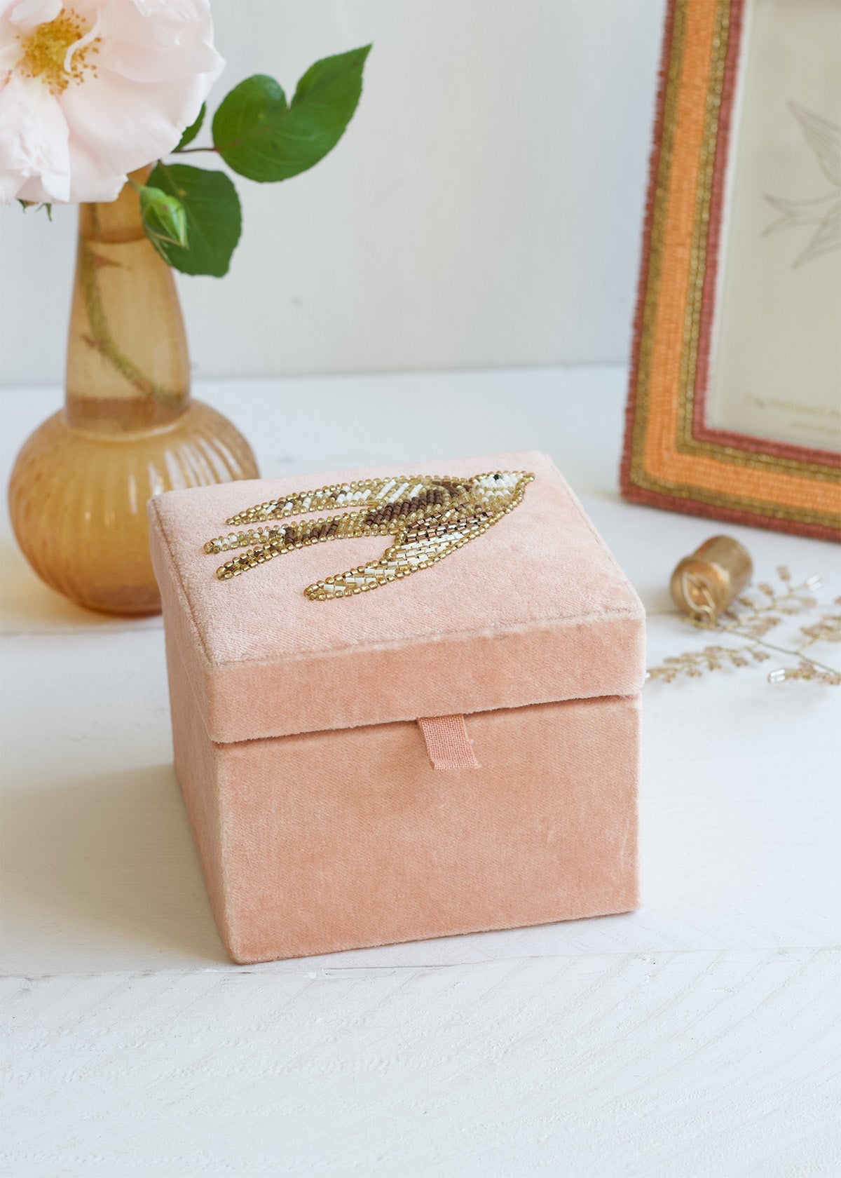 Velvet Jewellery Box Blush Swallow
